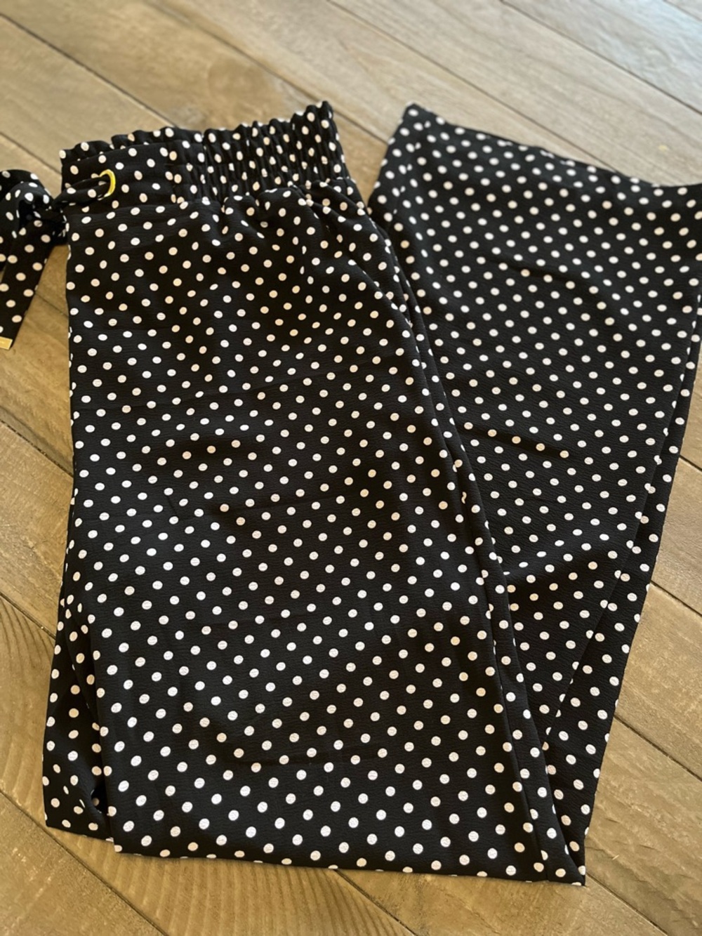Michael Kors Black and White Polka Dot Palazzo Pants Large